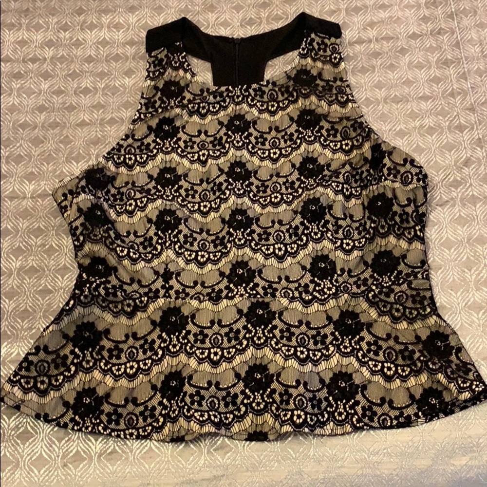 Skies Are Blue Lace Peplum Top